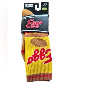 Retro Kellogg's Eggo Yellow and brown Swag Socks – Men's Crew Size 8-13 socks